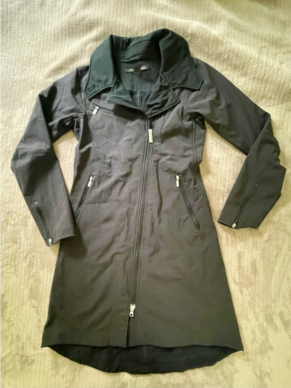 Women's Nau Shroud of Purrin Black Long Zip Front Coat